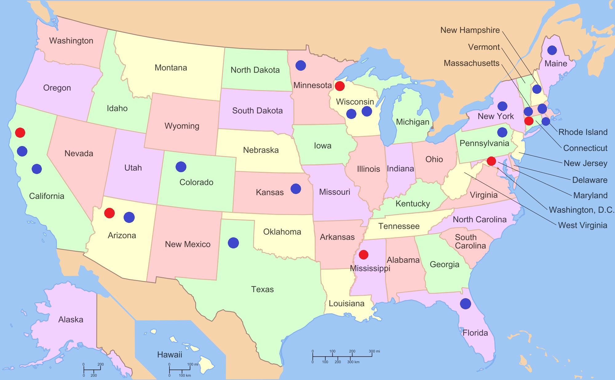 This map shows the known LGBT representatives and senators in US Congress from each state throughout history. (Location of point does not indicate district. Members who served in both House and Senate are not repeated.)